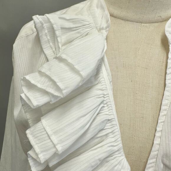 Brochu Walker Micro Stripe White Cotton Popover Tunic Blouse Size XS - Picture 8 of 13